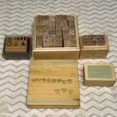 木製アルファベット数字スタンプセット
