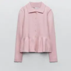 ZARA ニットぺプラムカーディガン - メルカリ