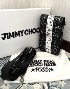 美品JIMMY CHOO ダイヤモンドジップフォンホルダー スマホショルダー