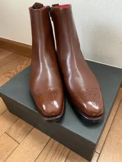 新品オーダー品茶色ショートブーツ本革26センチブラウンレザー ジッパーブーツ