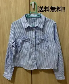 r.p.s 長袖ブラウス リボン付き ブルー【送料無料】