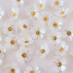 5 _ アクセサリー パーツ 花 ハンドメイド プチプラ チャーム 30個 白