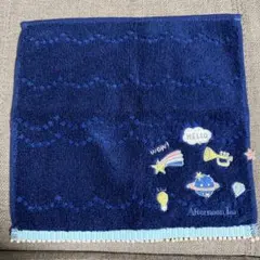 新品　アフタヌーンティー　タオルハンカチ　ネイビー　刺繍