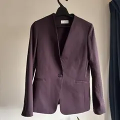 プラステ　ポリエステルオックスカラーレスジャケット　ノーカラー　XS