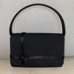 【美品】桂由美　ユミカツラ　黒シンプルハンドバッグ　フォーマルバックのサムネイル