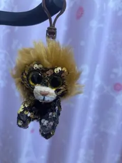 ライオン型スパンコールぬいぐるみキーホルダー