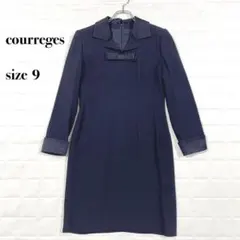 .courrègesワンピース　ネイビー　リボン付き　9号