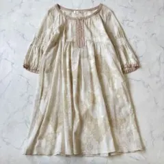 スーパーハッカ　花柄ワンピース　チュニック　日本製　総柄◆7912