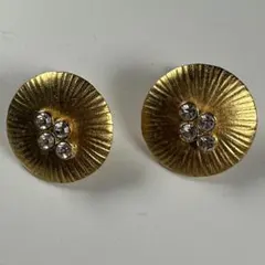 ヴィンテージ ゴールド サンバースト イヤリング ラインストーン付