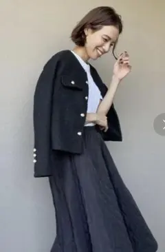 isook アイスー　ツイード　ショートジャケット　黒　オケージョン　フォーマル