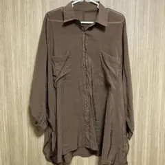 オーバーサイズ シアーシャツ ブラウン Mのサムネイル