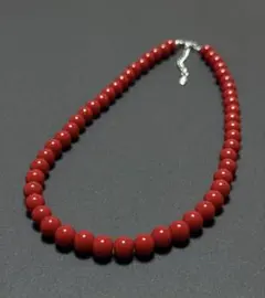 NEW!赤珊瑚ビーズネックレス/レディースネックレス/8mm