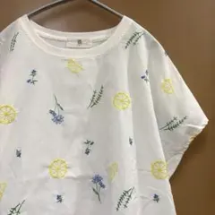 美品✨r.p.s レモン花刺繍 半袖Tシャツ 白　ゆったりのサムネイル