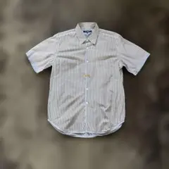 極美品 コムデギャルソンオム 半袖シャツ パイピング ストライプ コットン