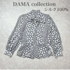 未使用級✨ダーマコレクション シルク シアー チェーン柄 ボウタイ ブラウス Mのサムネイル