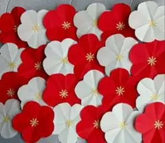 早春の壁面飾りにいかがですか　折り紙　紅白　梅の花　80枚E