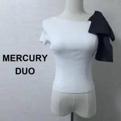 MERCURYDUO 2WAY アシメ リボン リブニット 高見え 白 F 夏のサムネイル