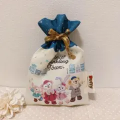 ダッフィー　ウィンター・トゥインクリング・タウン　巾着