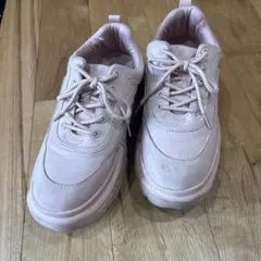 ピンク スエード風 厚底スニーカー