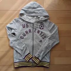 adidas グレー フード付きパーカー 34