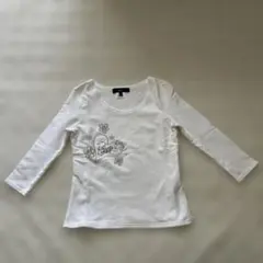 ホワイト 長袖カットソー ハートデザイン