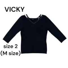 VICKY カットソー　トップス　長袖　黒　レディース　2 M 1491