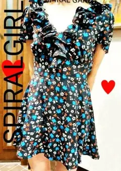 【SPIRALGIRL】花柄ロンパース ワンピース型