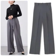 GRL　センタープレス　ストレートパンツ　チャコール