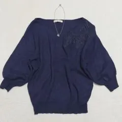 ビーラディエンス◇ニット バルーンスリーブ フラワーモチーフ 花柄刺繍 Fのサムネイル