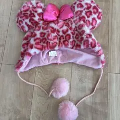 ディズニー　ファンキャップ　ミニー　ヒョウ柄　レオパード柄　ピンク