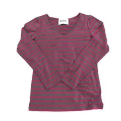 ROPE ストライプ Vネック カットソー 薄手 M きれいめ