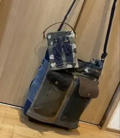 デニムリメイク★A4ジッパーショルダーバッグ迷彩★ミニジーンズケース付【16】