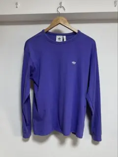 adidas ロンT 紫 ワンポイント L
