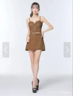 ROBE de FLEURS Glossyデニムセットアップドレス キャメル M