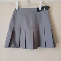 グレー プリーツスカート ベルト付き