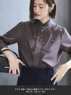 RUIRUE BOUTIQUE/プリーツスタンドカラーブラウス/Mサイズ