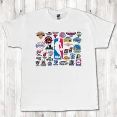 NBA バスケットボール チーム ロゴ ラップT プリント 白 Tシャツ XL