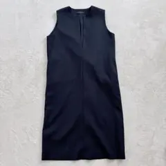 【美品】SACRA ノースリーブ　ワンピース　フォーマル　ネイビー　38のサムネイル