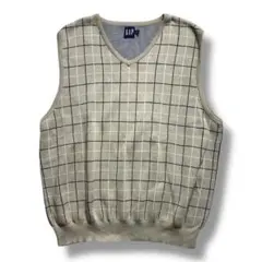 F1608　【即購入OK】　 GAP　コットンニットベスト　サイズL　ベージュ