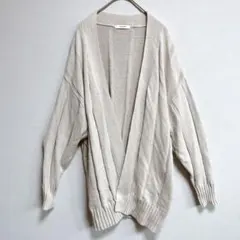 ジーナシス　ロングカーディガン　ベージュ　アイボリー　羽織　コート　ニットコート