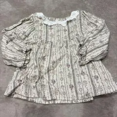 【なっぱ 様】juo 花柄襟フリルブラウス　ピンク系　春服　100