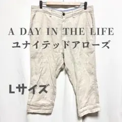 【ユナイテッドアローズ】七分丈リネンパンツ メンズL ベージュ 麻 春夏のサムネイル