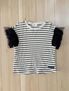 breeze ブラックフリルワッフルTシャツ 120