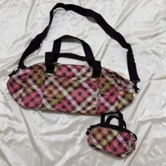 P+P Sac チェック柄　ボストンバッグ エコバッグ　キャリーオンバッグ