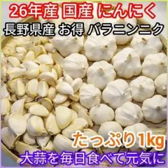 26年産 長野県産 にんにく 訳あり バラ 天日干し 健康食品 農家直送 1kgのサムネイル