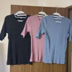 【美品】リブ半袖Tシャツ 3枚セット　Ｌサイズ