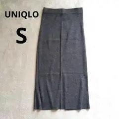 UNIQLO リブ ニット タイトスカート グレー スリット入り Sサイズ