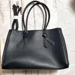 【大人気 】黒 レザー2ウェイショルダーバッグA4サイズ 以上大容量