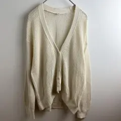 UNIQLO ユニクロ メッシュ ショート カーディガン 長袖 オフホワイト L