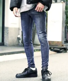 【JIGGYS SHOP】裏地付きスキニーデニム 古着韓国モードy2kグランジ